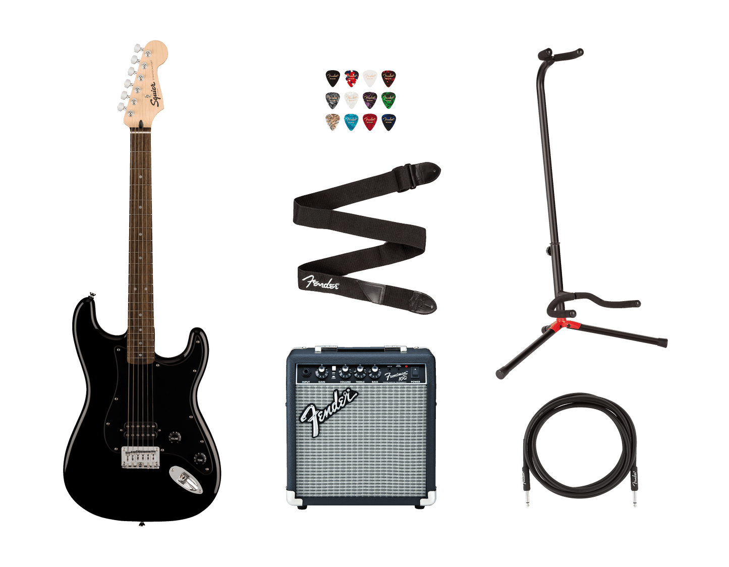 Squier Sonic Stratocaster HT H Bundle, Black