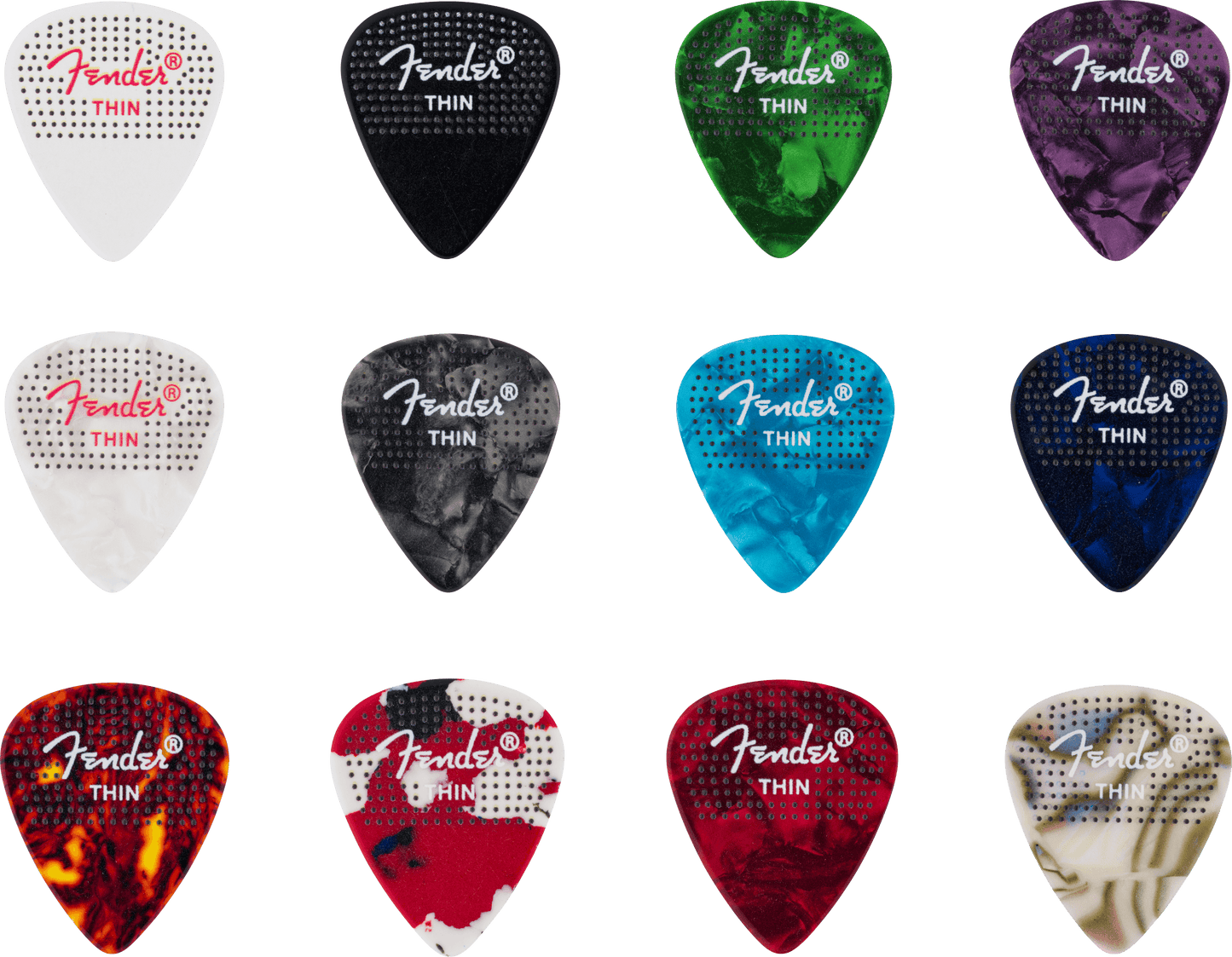 Dotted Celluloid Picks, 351 Shape - 12 Pack