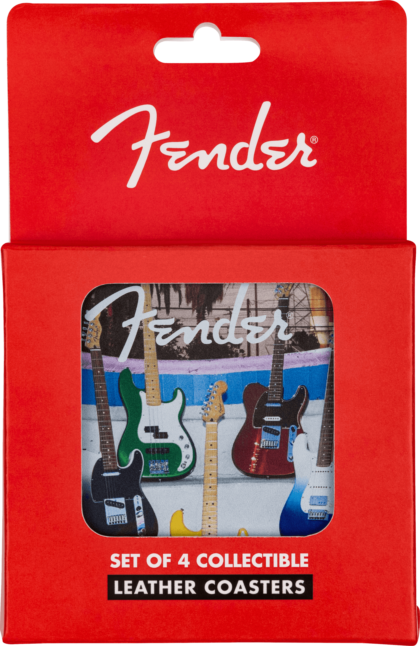 Fender™Guitar Coaster Set, 4-Pack, Multi-Color Leather