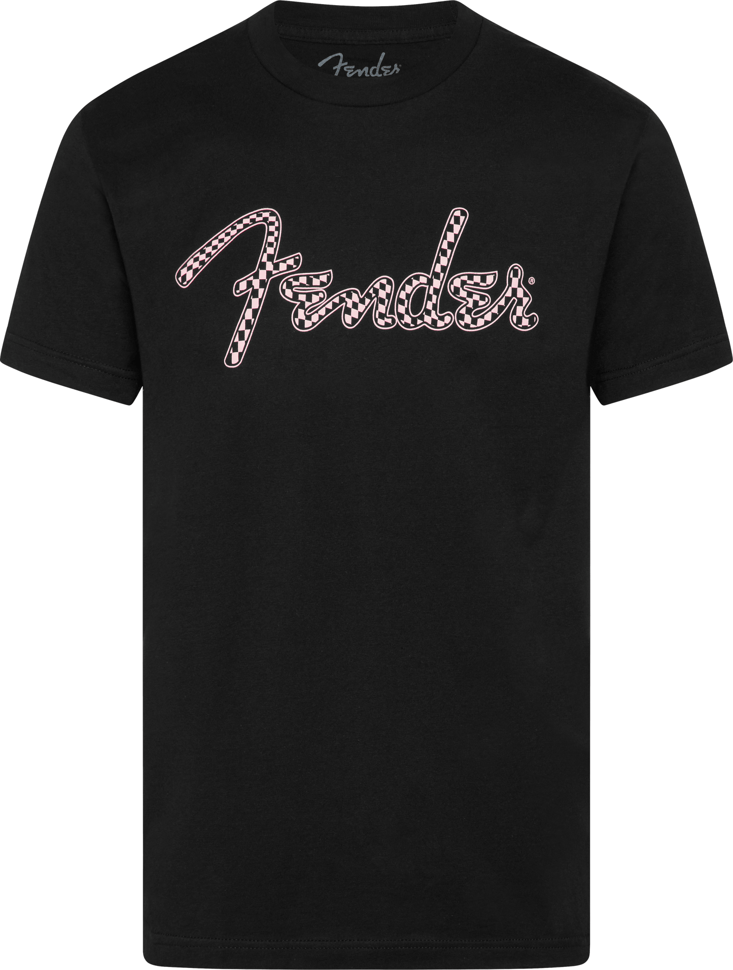 Fender® Spaghetti Logo Wavy Checker Tee, Pink Checker