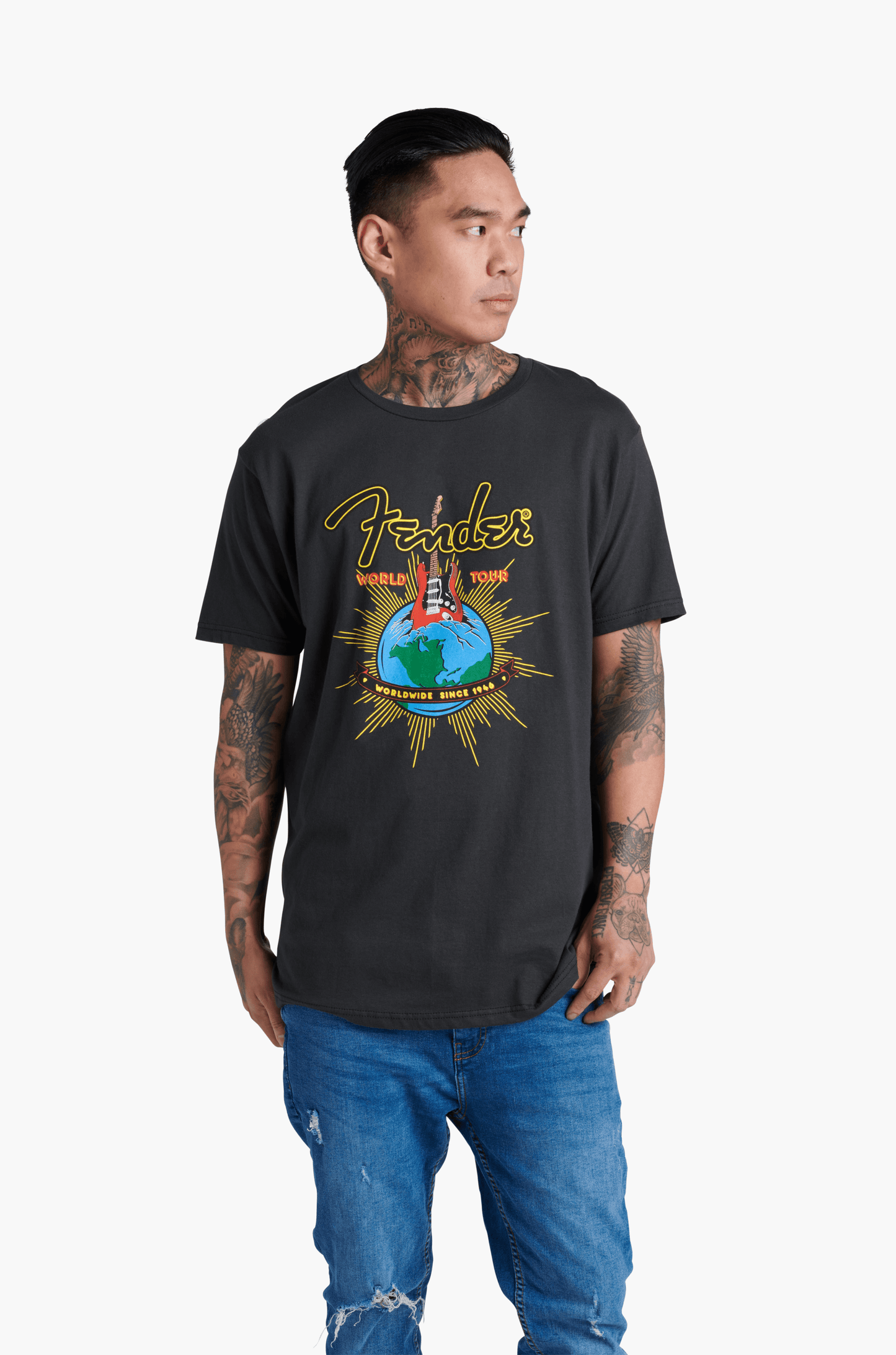 Fender® World Tour T-Shirt, Neon Black
